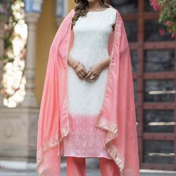 ASPORA Ethnic Motifs Regular Pure Silk Kurta with Trousers & With Dupatta-picture-1