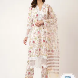 Divena Floral Printed Straight Pure Cotton Kurta & Trousers With Dupatta-picture-47
