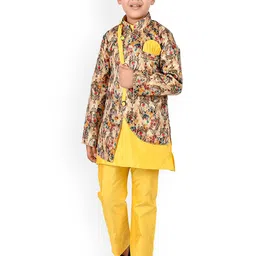 BAESD Boys Band Collar Straight Kurta & Pyjamas With Waistcoat-15