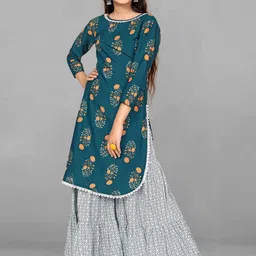 FASHION DREAM Ethnic Motifs Printed Straight Kurta with Sharara-picture-18