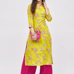 Tissu Women Floral Printed Keyhole Neck Kurta with Palazzos-picture-28