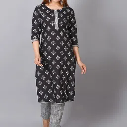BAESD Round Neck Floral Printed Regular Gotta Patti Pure Cotton Kurta with Trousers-picture-27