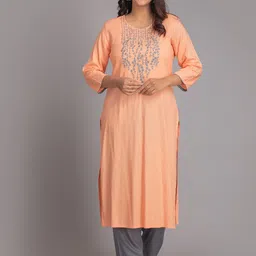 SUTI Ethnic Motifs Yoke Design Regular Thread Work Kurta With Trousers-7