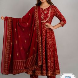NISHABD Ethnic Motifs Printed Regular Thread Work Kurta with Trousers & With Dupatta-3