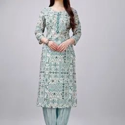 MOJILAA Ethnic Motifs Printed Regular Gotta Patti Kurta With Salwar-picture-25