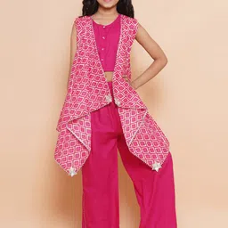 Modish Couture Girls Pure Cotton Top With Trousers & Jacket-picture-22