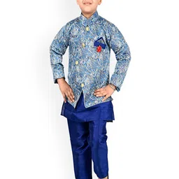 BAESD Boys Mandarin Collar Straight Kurta with Pyjamas & Jacket-44