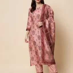 heemara Women Copper-Toned Floral Printed Kurta with Trousers & Dupatta-image-64
