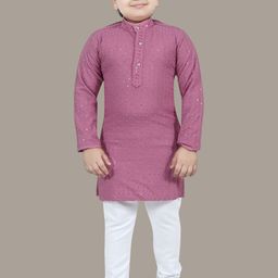 BT DEZINES Boys Ethnic Motifs Chikankari Embroidered Straight Kurta with Churidar-22