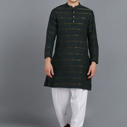 MALHAAR Band Collar Zari Striped Kurta with Salwar-picture-36