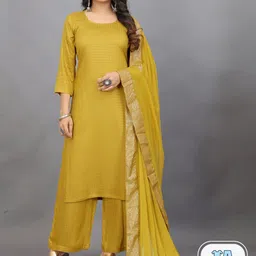 Pari THE FASHION STUDIO Geometric Self Design Kurta With Palazzos & Dupatta-picture-13