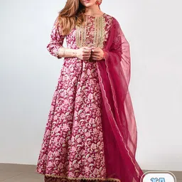 Janasya Floral Printed Regular Gotta Patti Pure Cotton Kurta With Palazzos & With Dupatta-picture-17