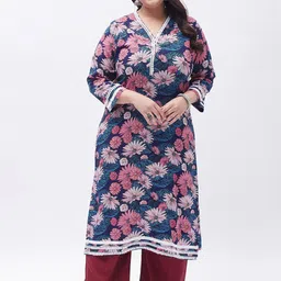 Tissu Plus Size Floral Printed Kurta with Palazzos-image-14