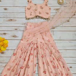 LABEL KANUPRIYA Girls Printed Angrakha Top with Skirt & With Dupatta-image-28