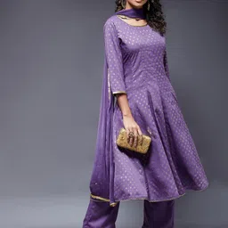 Azira Women Purple Printed Kurta with Trousers & Dupatta-image-74