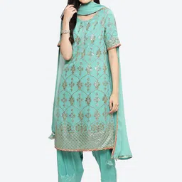 Biba Ethnic Motifs Embroidered Gotta Patti Georgette Kurta with Salwar & Dupatta-picture-22