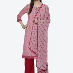 Biba Women Pink Striped Sequinned Kurta with Palazzos & With Dupatta-18