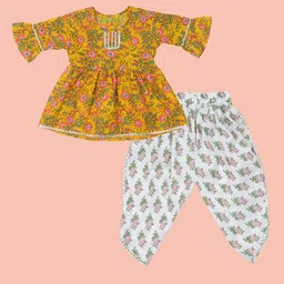 BAESD Girls Floral Printed Empire Gotta Patti Kurti With Dhoti Pants-43
