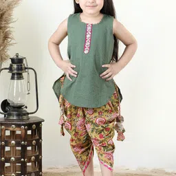 Kinder Kids Girls Striped Regular Gotta Patti Pure Cotton Kurti With Dhoti Pants-picture-36