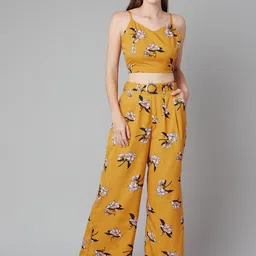 Purple State Printed Shoulder Straps Crop Top With Palazzo-picture-5