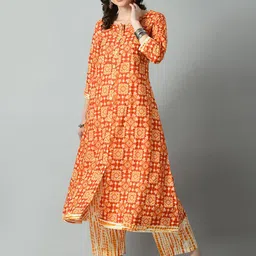 VIDHANI Geometric Printed Regular Kurta with Palazzos-11