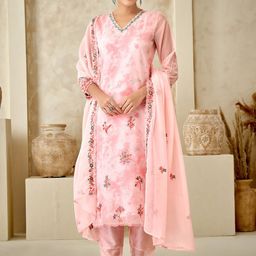 DRESOUL Abstract Printed Thread Work Kurta With Trousers & Dupatta-image-37