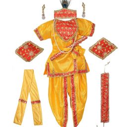 ahhaaaa Boys Yellow Floral Embroidered Kurti with Dhoti Pants & With Dupatta-picture-56