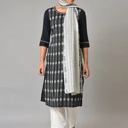 AURELIA Ethnic Motifs Woven Design Pure Cotton Kurta with Palazzos & Dupatta-picture-16