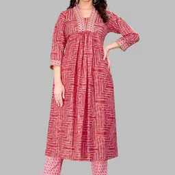 SUNDARNAARI Ethnic Motifs Printed Empire Kurta With Pyjamas-picture-44
