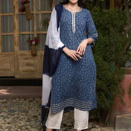 Sangria Printed Gotta Patti Pure Cotton Kurta with Trousers & With Dupatta-43