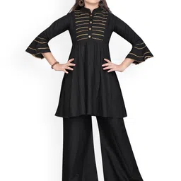 BAESD Girls Gotta Patti A-Line Pure Cotton Kurta with Palazzos-image-79