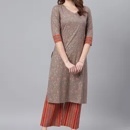 Idalia Floral Printed V-Neck Kurta with Palazzos-picture-57