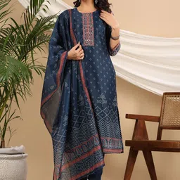 Rain & Rainbow Bandhani Printed Sequinned Kurta with Trousers & Dupatta-picture-13