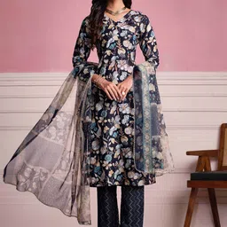 Sangria Floral Printed Staright Kurta With Trousers & Dupatta-picture-19