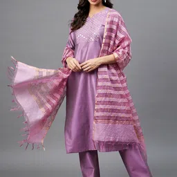 Azira Women Mauve Kurta with Trousers & Dupatta-image-68