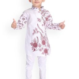 BAESD Boys Floral Printed Mandarin Collar Kurta With Trousers-54