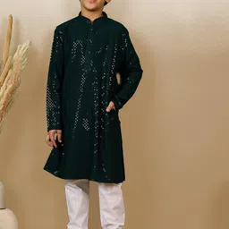 Sanwara Boys Sequinned Straight Kurta with Pyjamas-picture-18