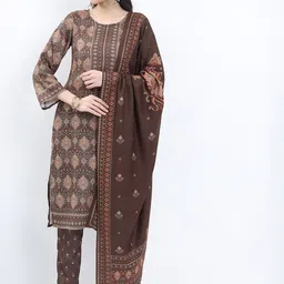KETCH Ethnic Motifs Faux Pashmia Printed Kurta with Trousers & Dupatta-47