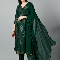 KALINI Ethnic Motifs Printed Kurta & Trousers With Dupatta-13