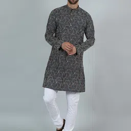 Wintage Geometric Embroidered Thread Work Straight Kurta With Pyjamas-image-16