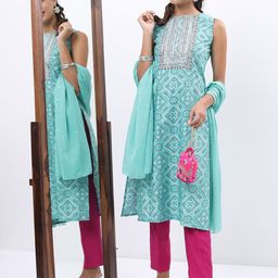 KETCH Ethnic Motifs Printed Regular Kurta with Trousers & With Dupatta-1
