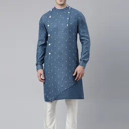 TheEthnic.Co Geometric Woven Design Pure Cotton Kurta With Pyjamas-14
