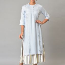 AURELIA Plus Size Panelled A-Line Kurta with Palazzos-image-74