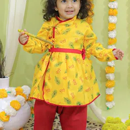 BownBee Boys Ethnic Motifs Printed Angrakha Pure Cotton Kurta with Dhoti Pants-picture-48