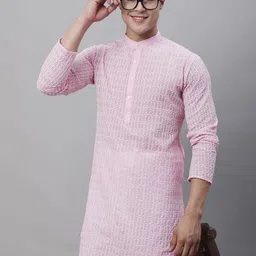 SOJANYA Ethnic Motifs Embroidered Regular Thread Work Pure Cotton Kurta With Pyjamas-15