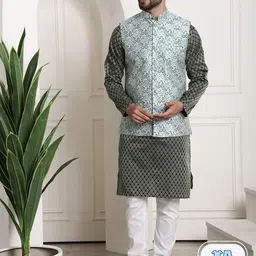 SOJANYA Paisley Woven Design Kurta With Churidar-43