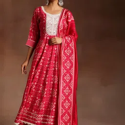 Libas Ethnic Motifs Printed Empire Thread Work Kurta with Churidar & Dupatta-picture-13