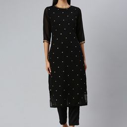 HRITIKA Floral Embroidered Regular Thread Work Kurta with Trousers-image-35