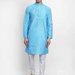 Wintage Men Blue & Golden Printed Regular Kurta with Pyjamas-picture-11