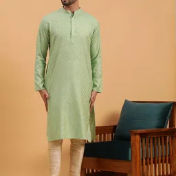 NAMASKAR Men Regular Pure Silk Kurta with Churidar-55